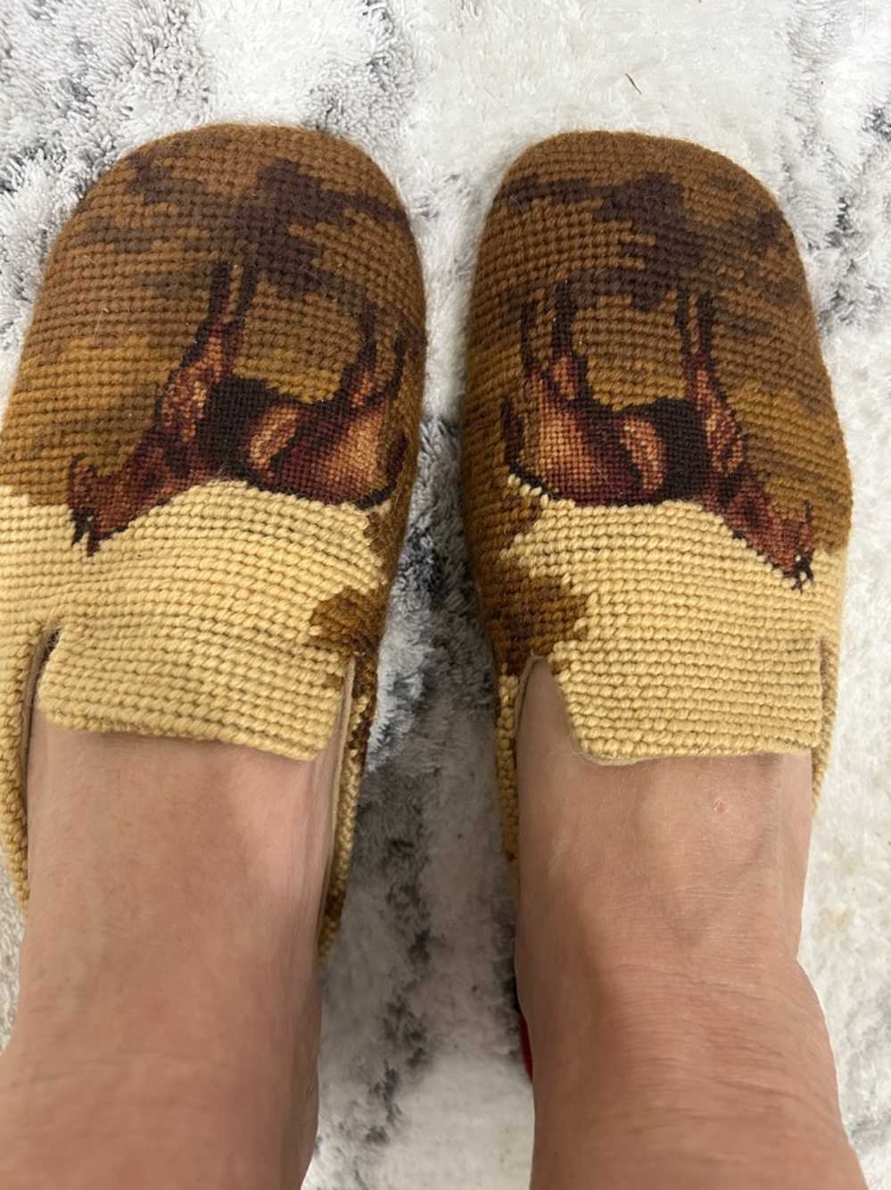RARE Vintage Amy Jo Gladstone Equestrian Horse Tapestry Mules | Size 7 - Picture 11 of 14